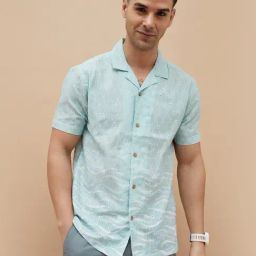 Code By Lifestyle Blue Regular Fit Self Pattern Shirt-picture-8