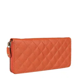 Genwayne Orange Solid Zip Around Wallet for Women image 2