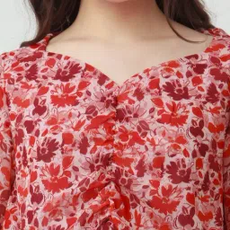 Zink London Pink & Red Floral Print Crop Top image 5