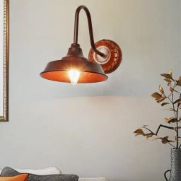 FOS LIGHTING Industrial Brown Barn Wall Sconce with Wooden Mount-picture-7