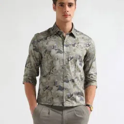 Arrow New York Green Cotton Slim Fit Printed Shirt image 4