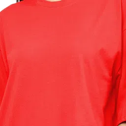 TQH Typography Printed Round Neck Drop-Shoulder Sleeves Oversized Cotton T-Shirt image 3