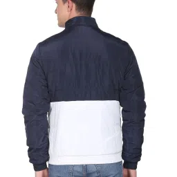 U.S. Polo Assn. Navy Blue & White Regular Fit Colour Block Jacket image 2