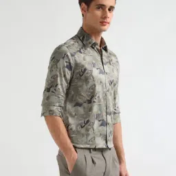 Arrow New York Green Cotton Slim Fit Printed Shirt image 3