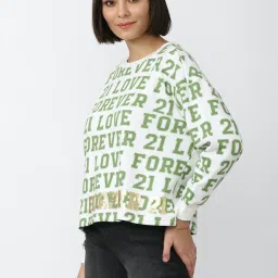 Forever 21 White & Green Graphic Print Sweatshirt image 3