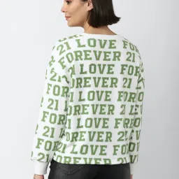 Forever 21 White & Green Graphic Print Sweatshirt image 2