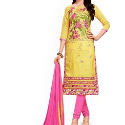 HERE&NOW Floral Embroidered Embellished Cotton Unstitched Dress Material-picture-30