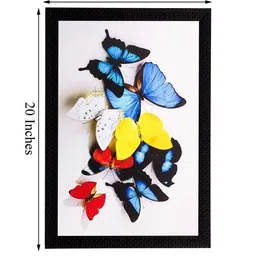 eCraftIndia Multicoloured Butterflies Framed UV Wall Art image 3