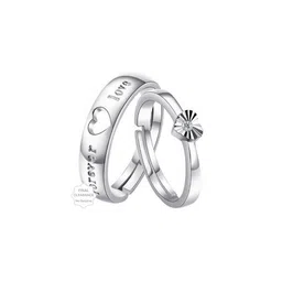 Teeragaj Set Of 2 Stainless Steel Stone-Studded Stainless Steel Couple Finger Rings-picture-36