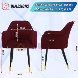 zidle Rosey Ex Comfy Cafe Dining Sofa with Strong Legs Foam & Velvet 85x54 cm Maroon for Dining & Kitchen image 4