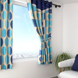 Cortina Blue Single Printed Window Curtain image 1