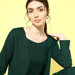 ETC Women Ribbed Solid Co-Ords Set image 2