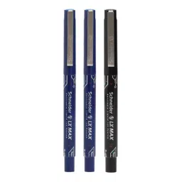 Schneider LX-Max 2 Blue & 1 Black Roller Ball Pen Needle Tip (Pack of 3) image 2