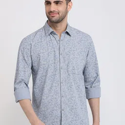 Parx Cutaway Collar Slim Fit Floral Printed Pure Cotton Opaque Shirt-image-24