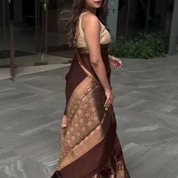 Vidula Fashion Printed Woven Design Zari Saree With Blouse Piece-image-91