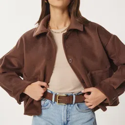Happiness istanbul Spread Collar Cotton Open Front Jacket image 2