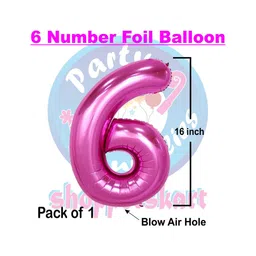 Shopperskart 6 Number Foil Balloon Pink - Height 40.64 cm image 2