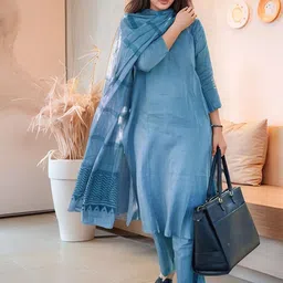 Moda Rapido Women Solid Kurta with Palazzos & Dupatta-image-41