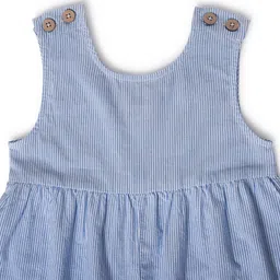 Mi Arcus 100% Cotton Sleeveless Striped And Design Embroidered Jumpsuit - Light Blue image 4