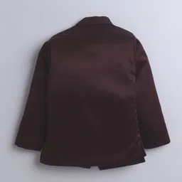 Fourfolds Woven Full Sleeves Abstract Embroidered Jodhpuri & Trousers Set - Wine image 4