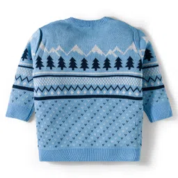 Babyhug Knit Full Sleeves Pullover Sweater Set With Tree Design - Navy Blue image 3