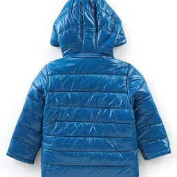 Babyhug Full Sleeves Solid Colour Padded Jacket with Detachable Hood - Blue image 4