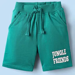 Babyhug Single Jersey Knit Half Sleeves T-Shirt & Shorts Set with Jungle Theme Print - Mint image 4