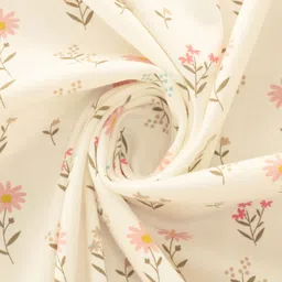 CUCUMBER Cotton Knit Towel With Frill Detailing & Floral Print L 81 x B 81 cm - Off White image 5