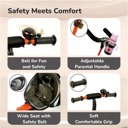 R for Rabbit Tiny Toes R20 Ace Tricycle with Parental Control & Safety Harness - Cherry Red image 5