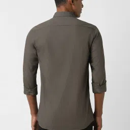 Peter England Brown Cotton Slim Fit Shirt image 2