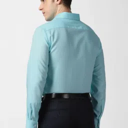 Van Heusen Blue Cotton Regular Fit Texture Shirt image 2