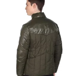 U.S. Polo Assn. Dark Olive Regular Fit Colour Block Quilted Jacket image 2