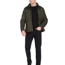 U.S. Polo Assn. Dark Olive Regular Fit Colour Block Quilted Jacket image 5