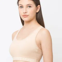 Candyskin Beige Non Wired Padded Full Coverage Sports Bra image 3