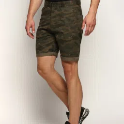 showoffff SHOWOFF Olive Slim Fit Camouflage Shorts image 2