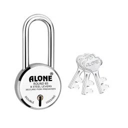 ALONE LOCKS 65 mm Round Alloy Steel Chrome 3 Keys Double Locking Padlock-picture-45
