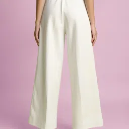 Bene Kleed White Pleated Wide Leg Trousers image 2