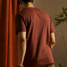 ANDAMEN Brown Regular Fit Printed Crew T-Shirt image 2