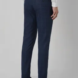 Peter England Navy Slim Fit Checks Trousers image 2