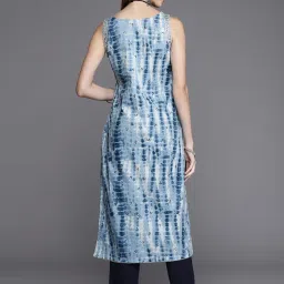 Varanga Blue Cotton Printed Straight Kurta image 2