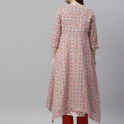 Miravan Orange Floral Print A Line Kurta With Jacket image 2