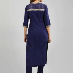 Aurelia Blue Printed Straight Kurta image 2