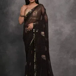 Saree Mall Black Embellished Saree With Unstitched Blouse-image-98