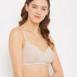 Clovia Beige Non Wired Padded T Shirt Bra image 3