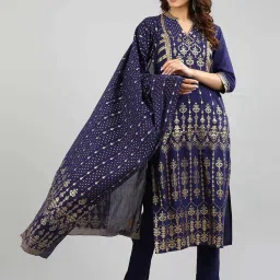 Aurelia Blue Printed Straight Kurta image 5