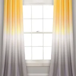 Urban Space Yellow & Grey Polyester 7 Ft. Door Curtain With Stainless Steel Rings image 1