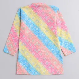 The Magic Wand Kids Pink & White Cotton Embroidered Full Sleeves Kurta Set image 2