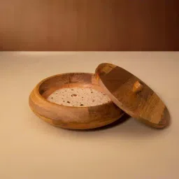 ellementry Brown Mango Wood Roti Box with Lid - Set of 1-image-53