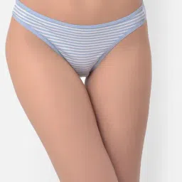 Clovia Light Blue Striped Thong Panty-image-51