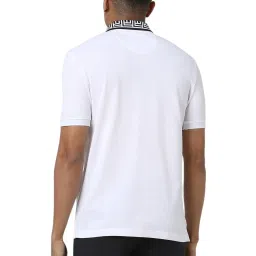 Van Heusen White Regular Fit Geometric Polo T-Shirt image 2